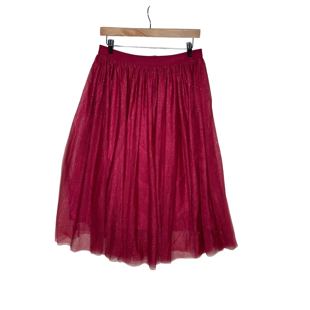 Matilda Jane Sparkle City Tulle Midi Skirt size Small Burgundy